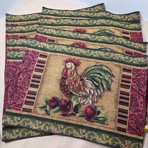 Rooster & Apples Tapestry Placemats‎ (8) Country Farmhouse Kitchen Decor